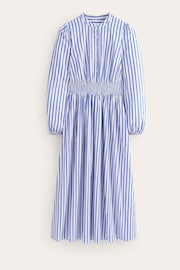 Boden Blue 100% Cotton Smocked Waist Shirt Dress - Image 6 of 6