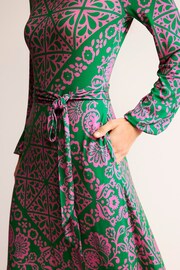 Boden Green Placement Print Jersey Dress - Image 4 of 5