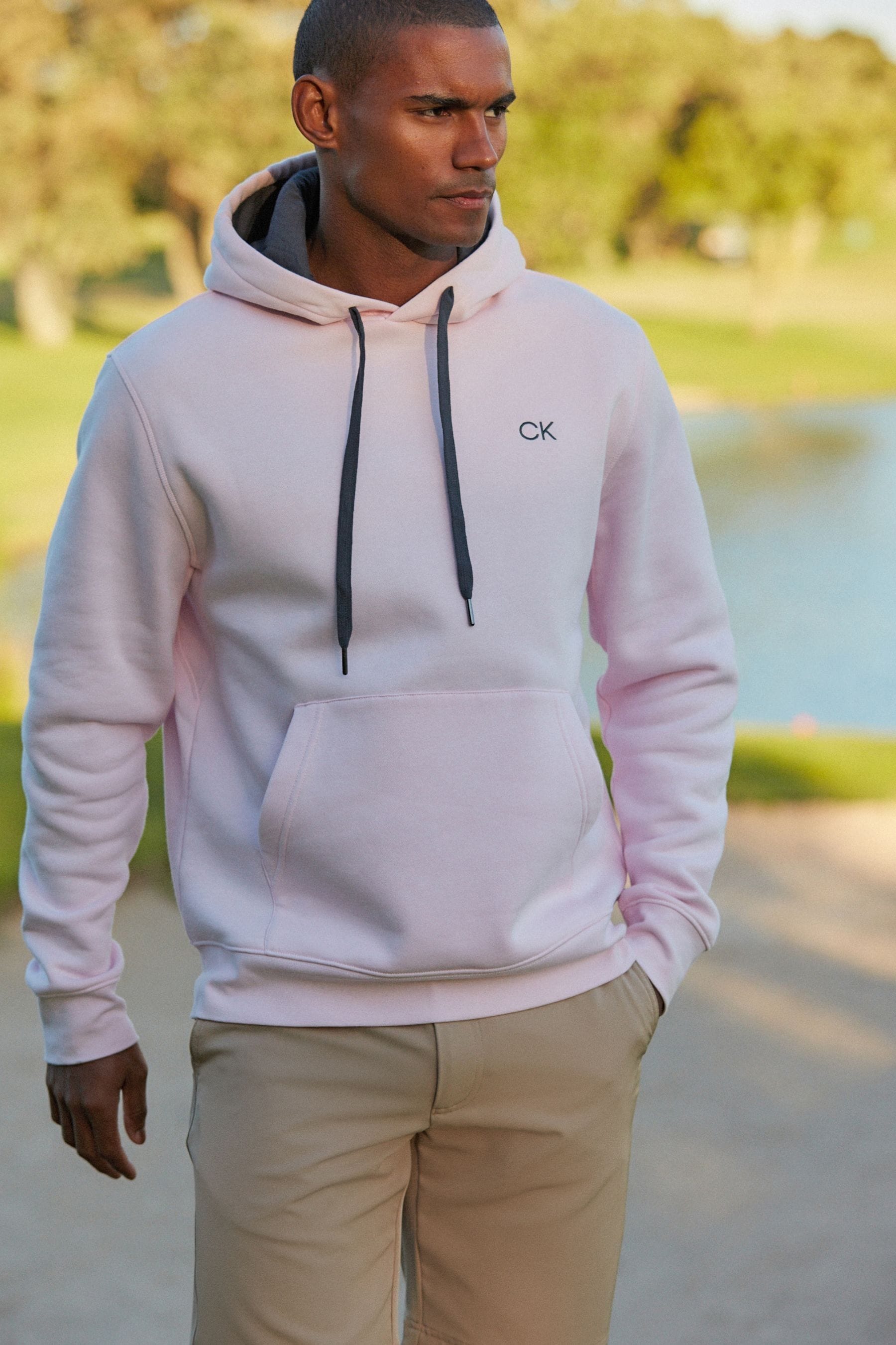 Pink calvin klein hoodie clearance