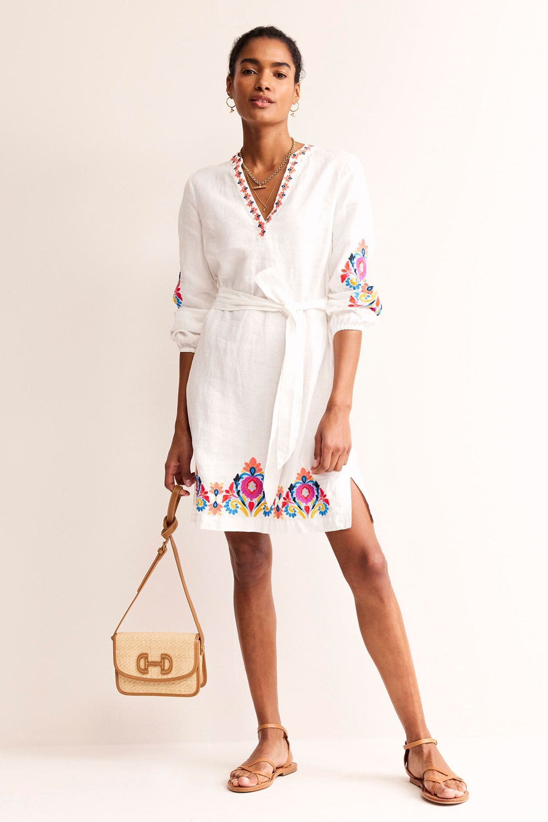 Boden white linen dress outlet