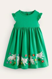 Boden Green Frill Sleeve Sheep Appliqué Dress - Image 1 of 4