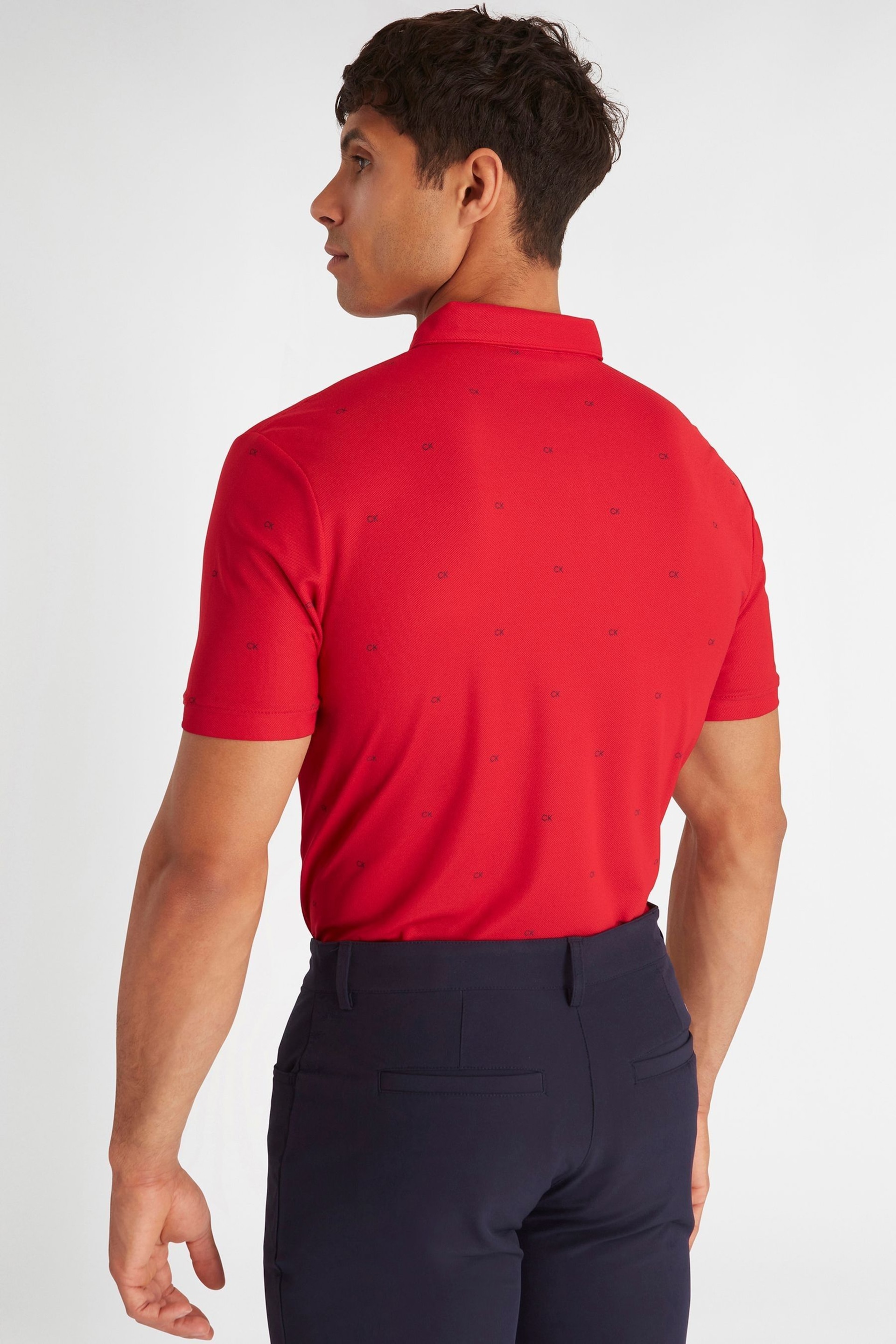 Calvin Klein Golf Blue Monogram Polo Shirt - Image 7 of 8