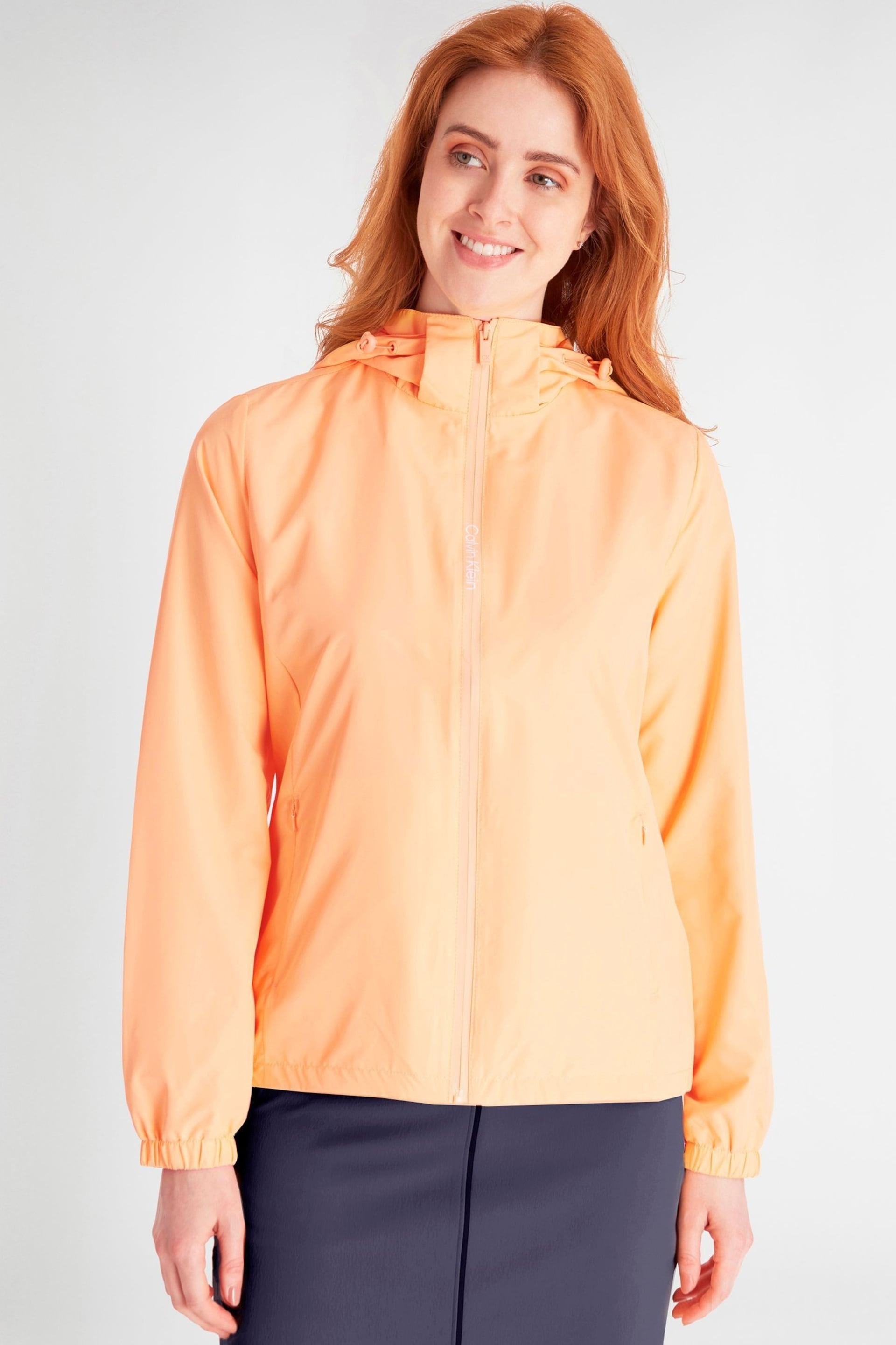 Calvin Klein Golf Melody Hooded Windbreaker Orange Jacket - Image 1 of 8