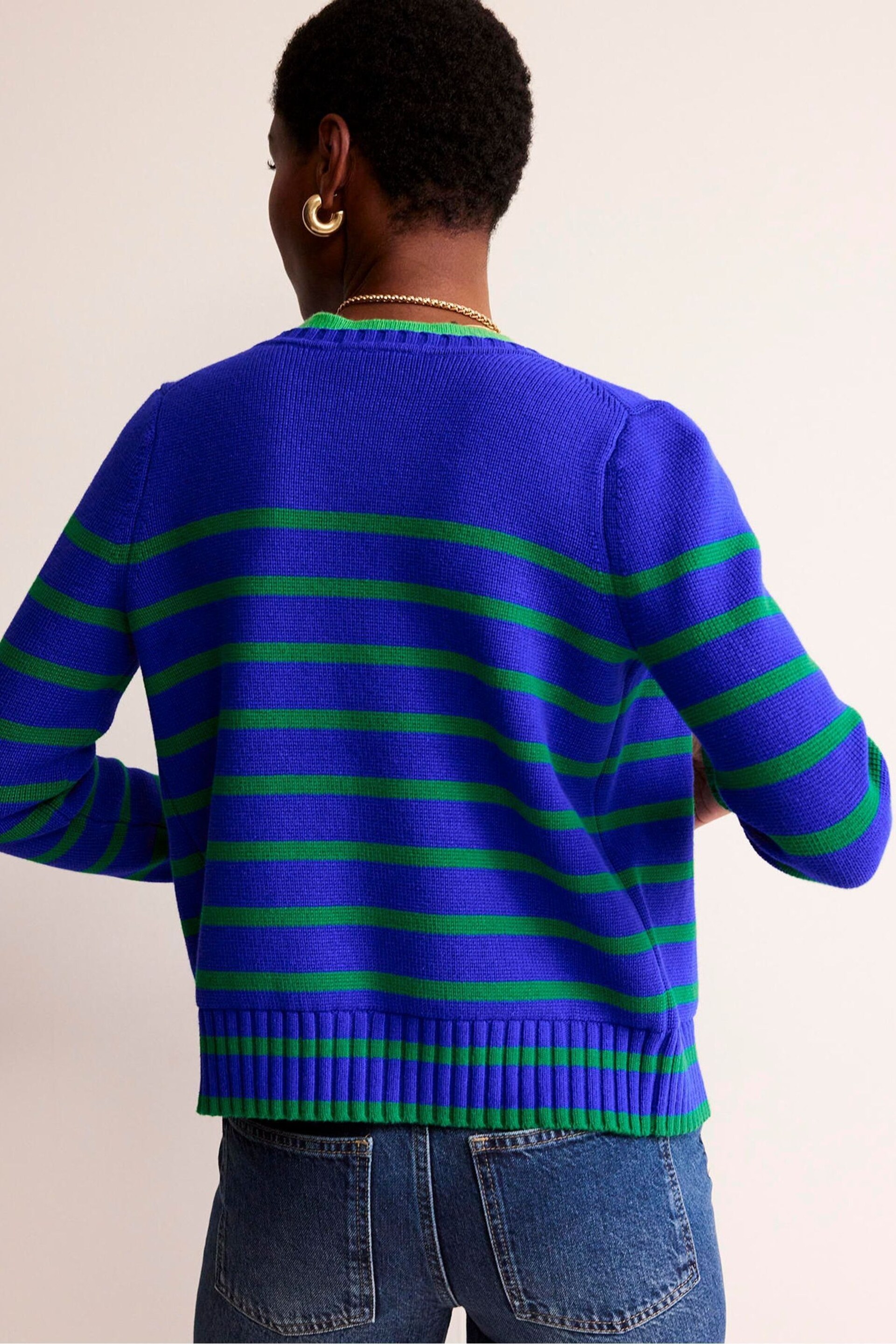 Boden Blue Cotton Breton Cardigan - Image 2 of 7