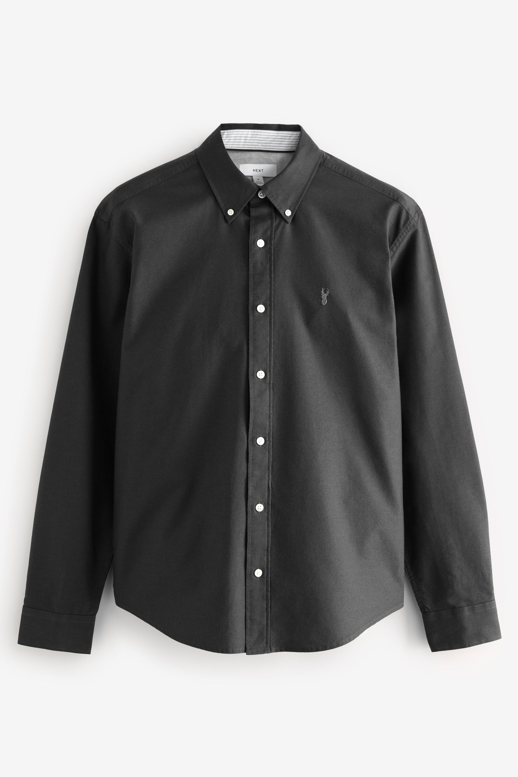 Charcoal Grey Regular Fit Long Sleeve Oxford Shirt