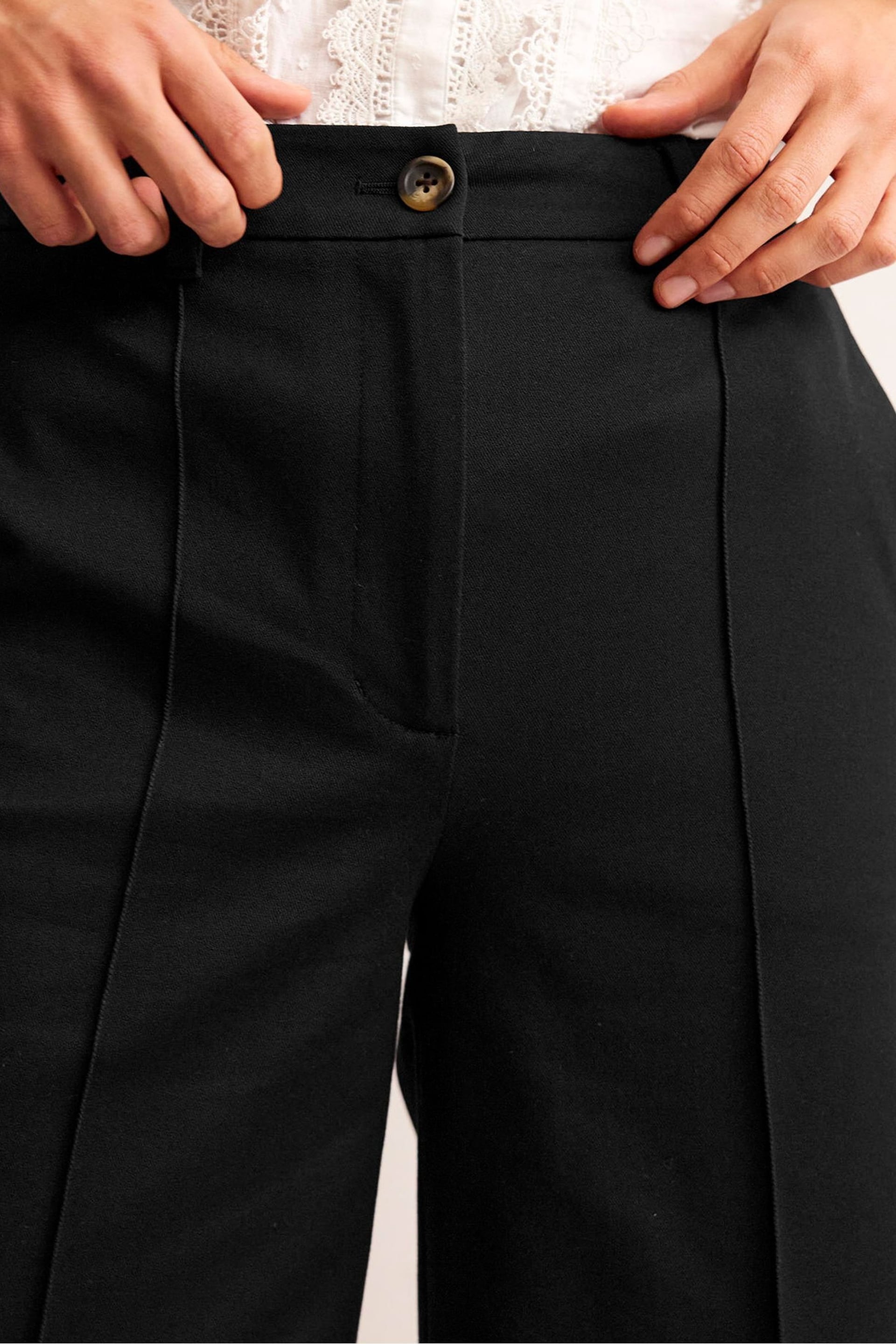Boden Black Clean Wide Crop Trousers - Image 4 of 5