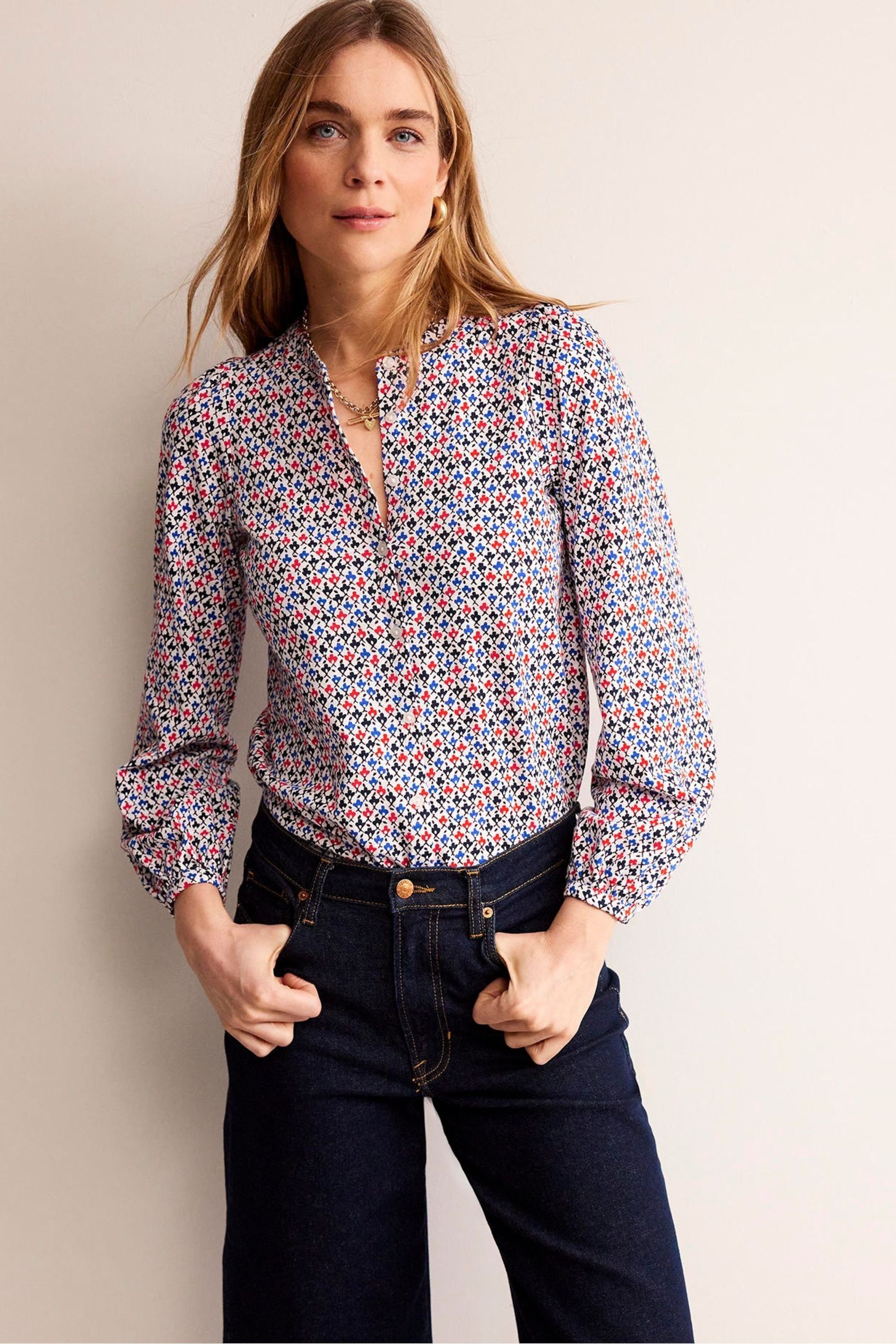 Boden Pink Marina Embroidered Shirt - Image 1 of 5