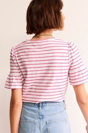Boden Pink Crew Neck Frill Cuff T-Shirt - Image 2 of 5