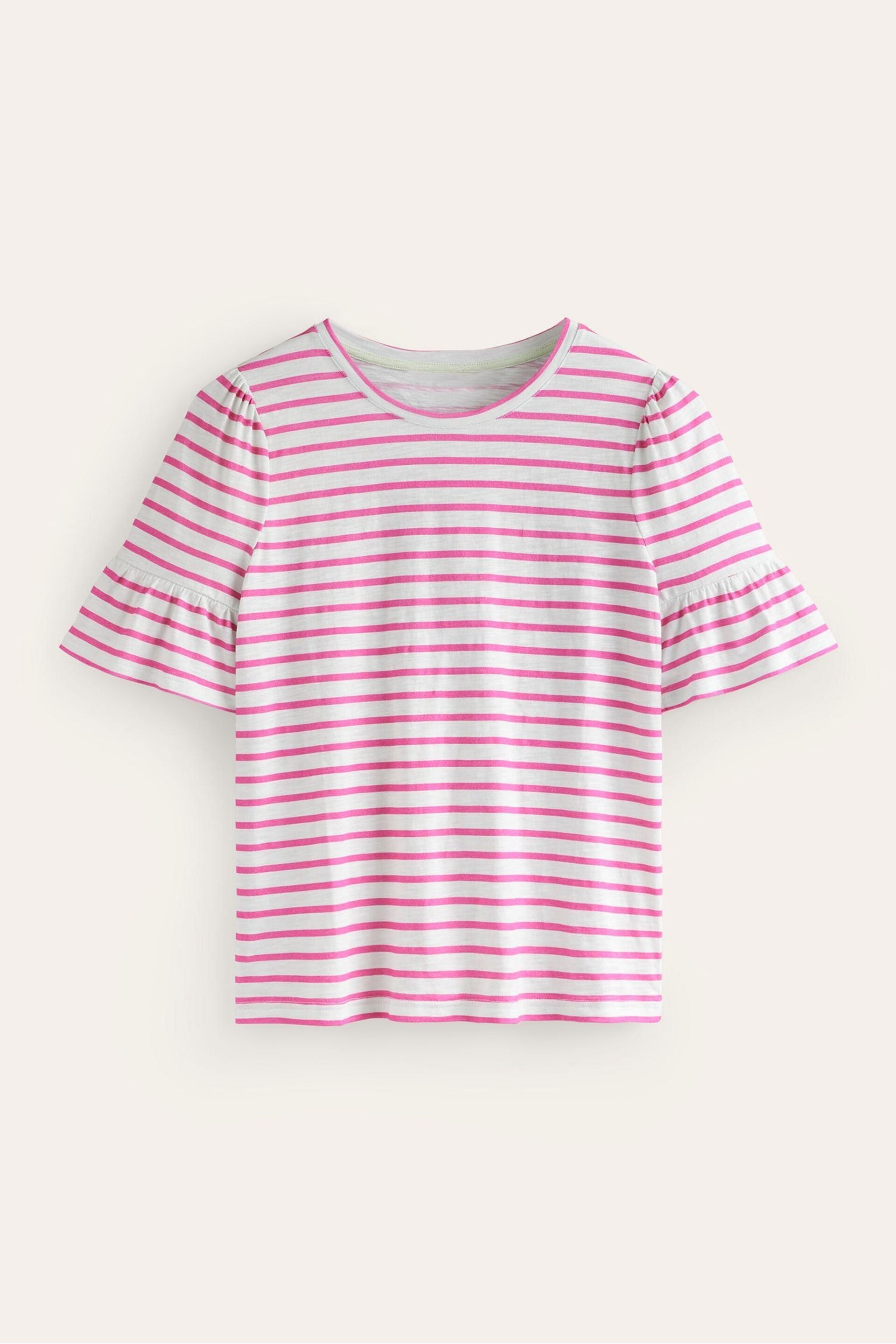 Boden Pink Crew Neck Frill Cuff T-Shirt - Image 5 of 5