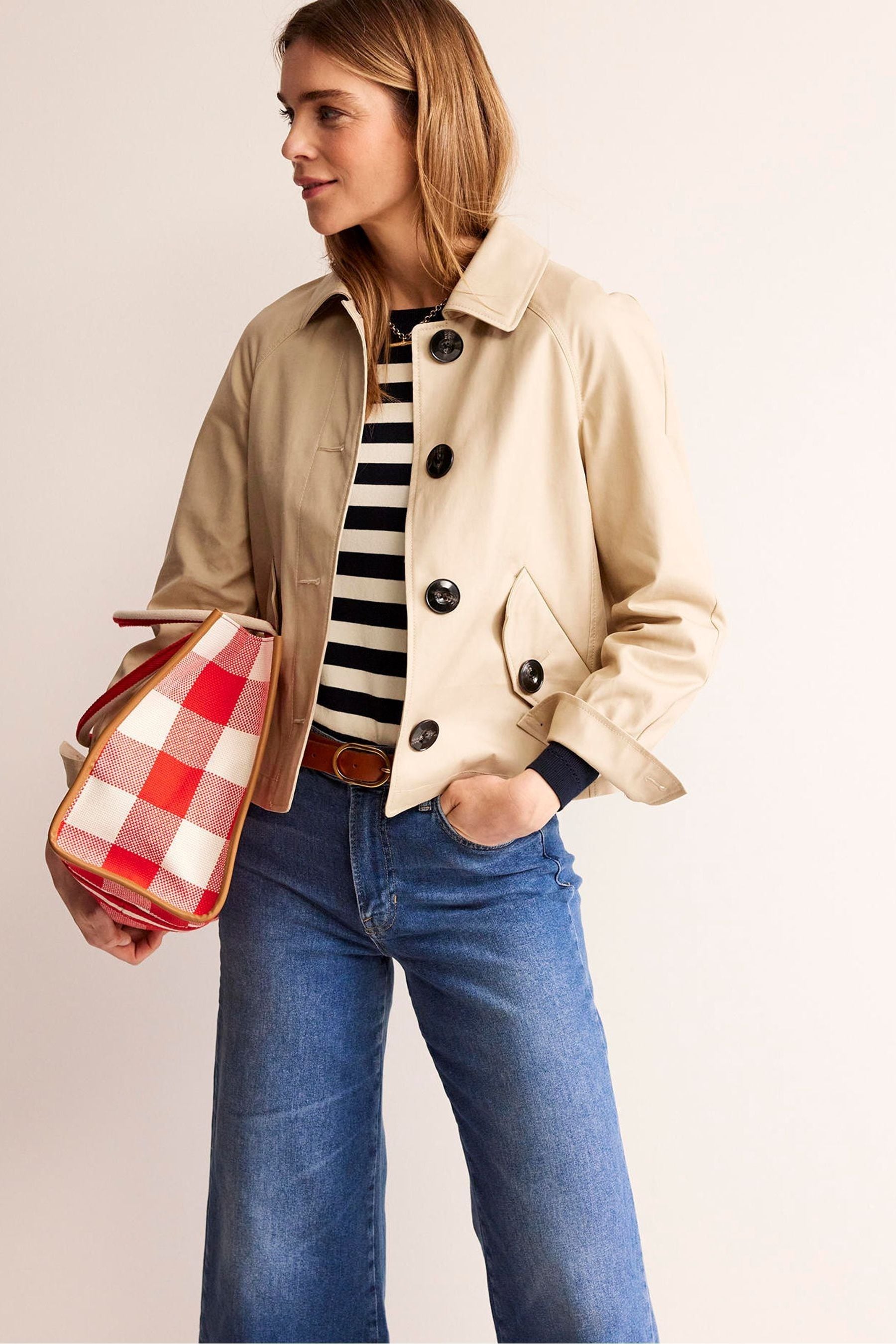 Buy Boden Natural 100 Cotton Cropped Trench Jacket from Next Luxembourg