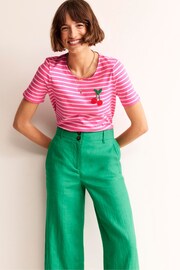 Boden Pink Crochet T-Shirt - Image 1 of 6