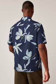 Navy Blue Kew Collection Floral Short Sleeve Shirt - Image 3 of 7