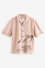 Ecru White TENCEL™ Embroidered Short Sleeve Shirt - Image 7 of 9