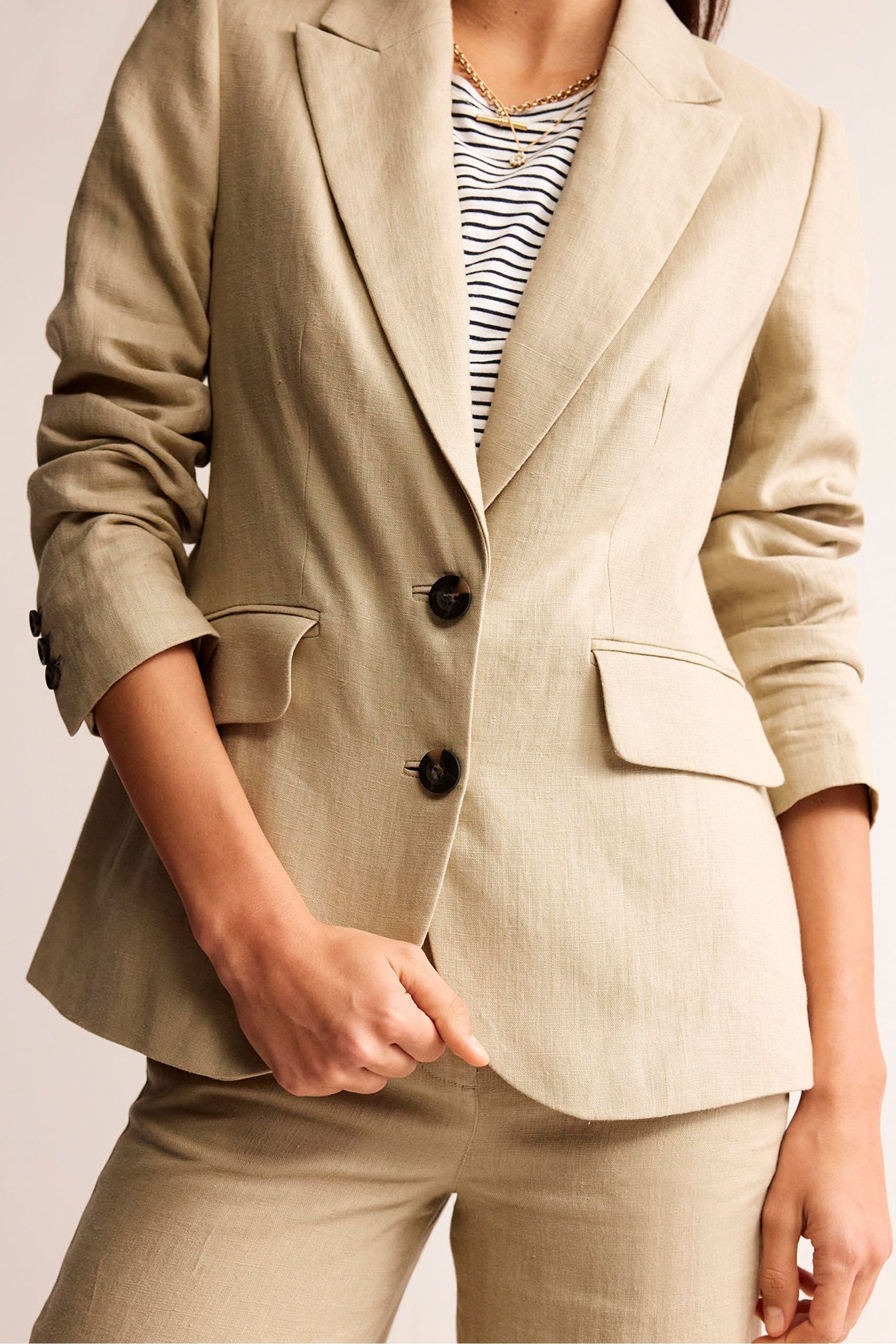Buy Boden Natural Marylebone 100 Linen Blazer from Next Luxembourg