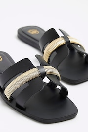 River Island Black Leather Cut Out Strap Sandals - Image 3 of 5