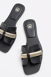 River Island Black Leather Cut Out Strap Sandals - Image 4 of 5