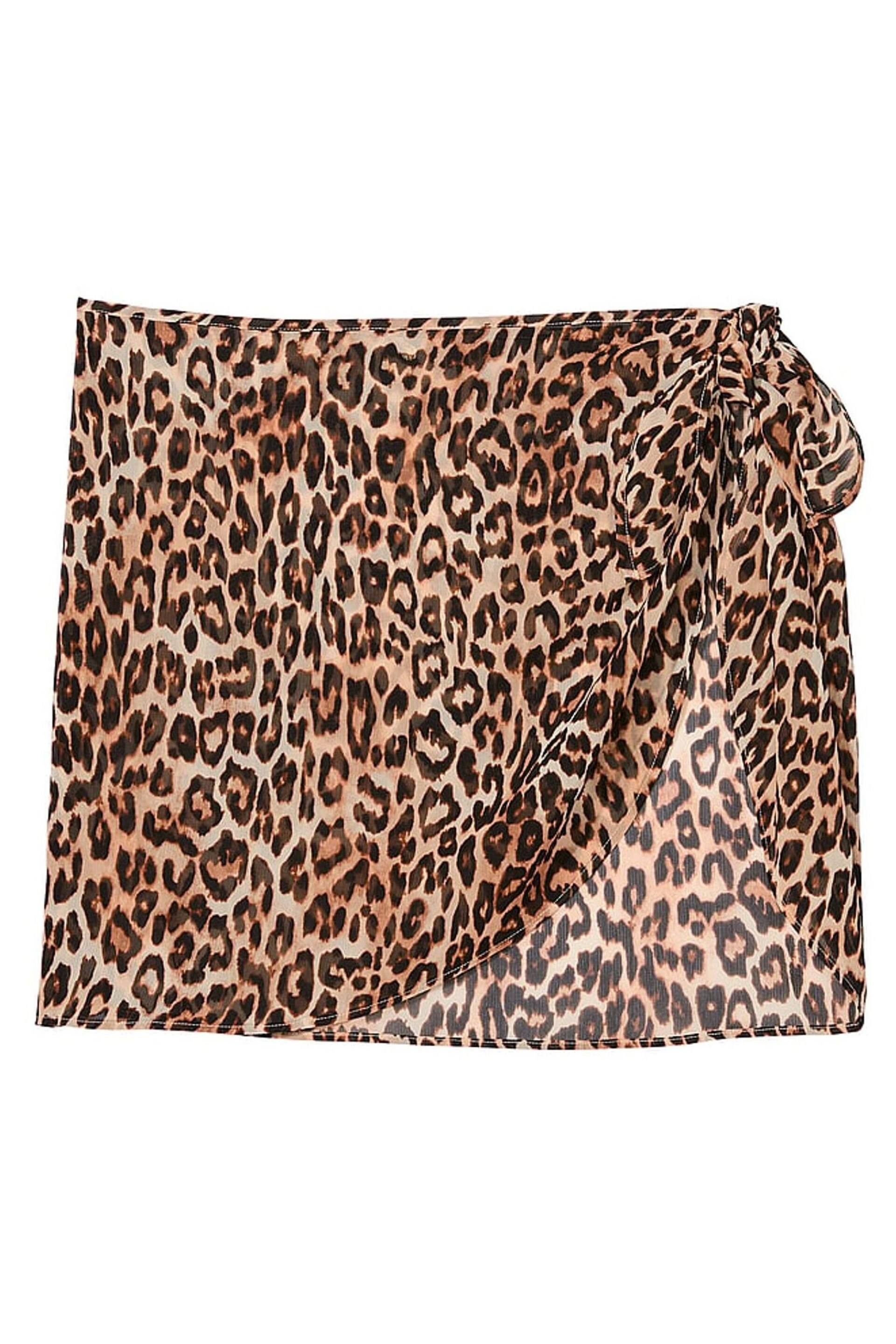 Victoria's Secret Leopard Brown Sheer Crinkle Sarong - Image 3 of 3