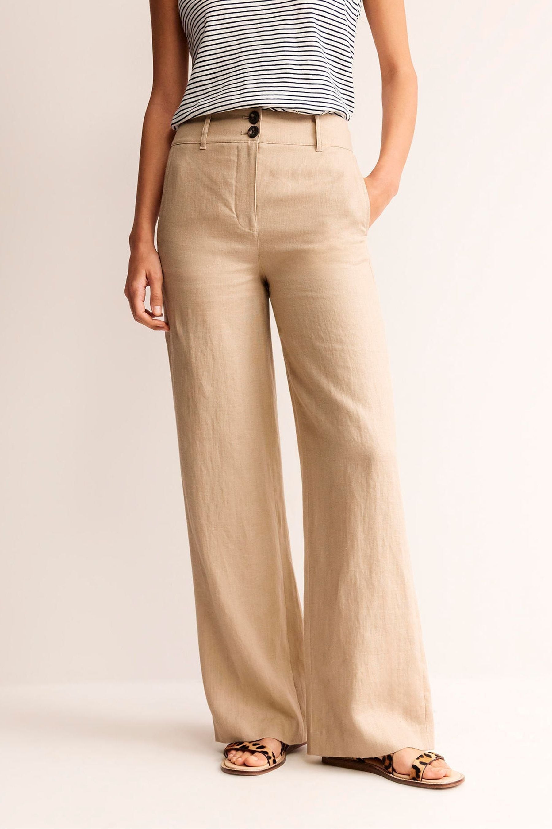 Buy Boden Natural Westbourne Linen Trousers from Next Luxembourg
