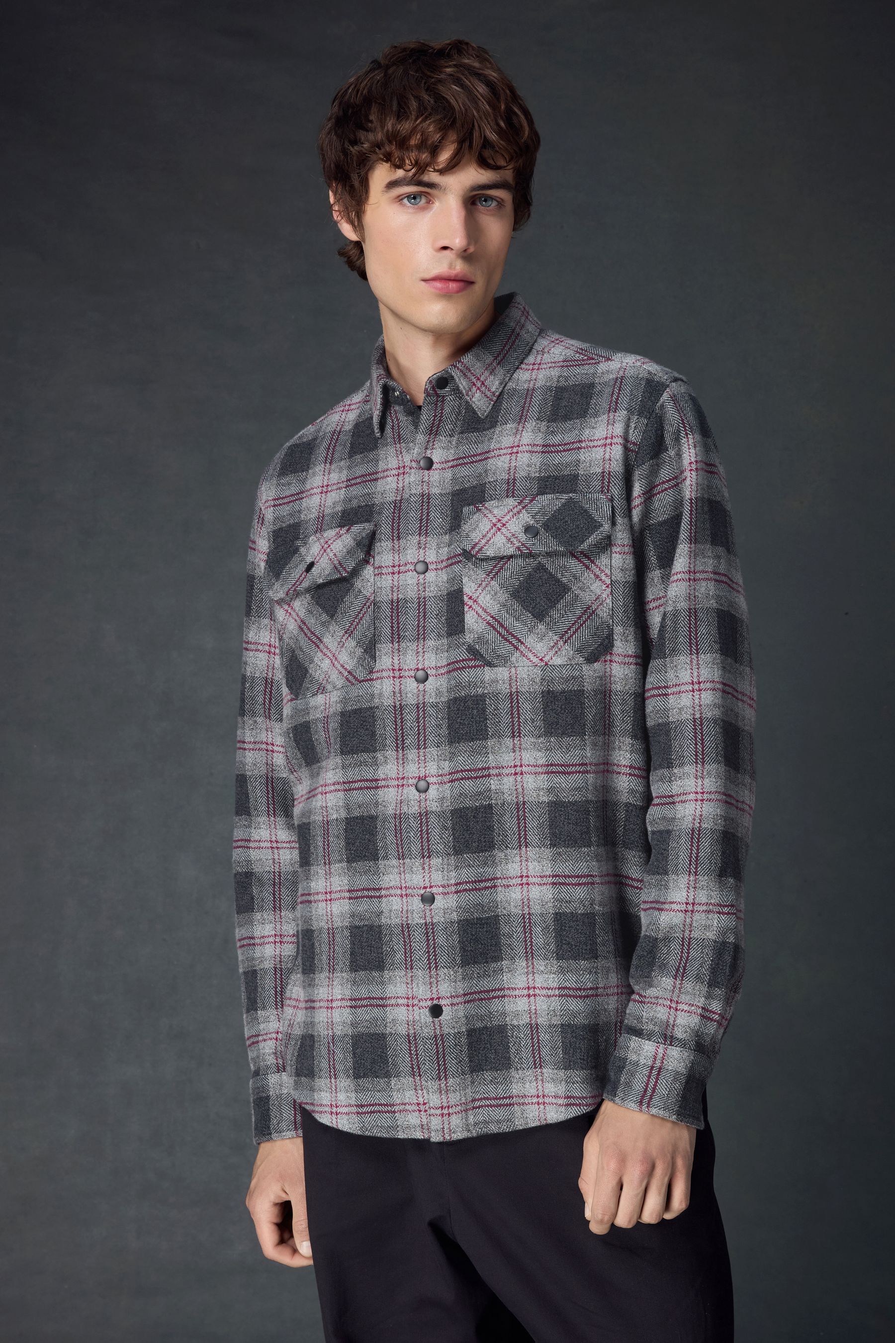 NEXT Grey Long Sleeve Western Check Shirt 2X Large Mens
