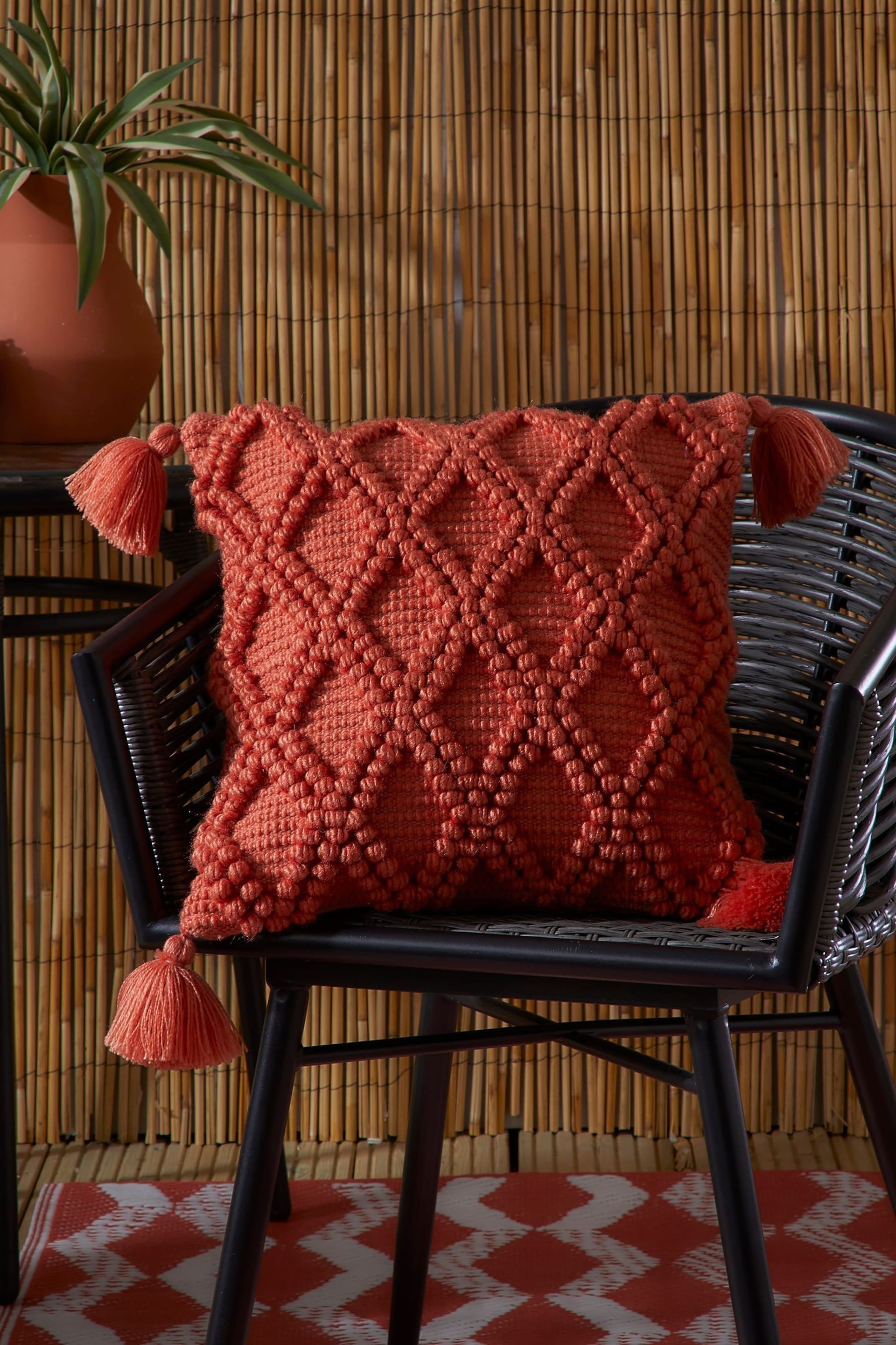 Drift Home Terracotta Red Alda Outdoor Textured Filled Cushion - Image 1 of 4