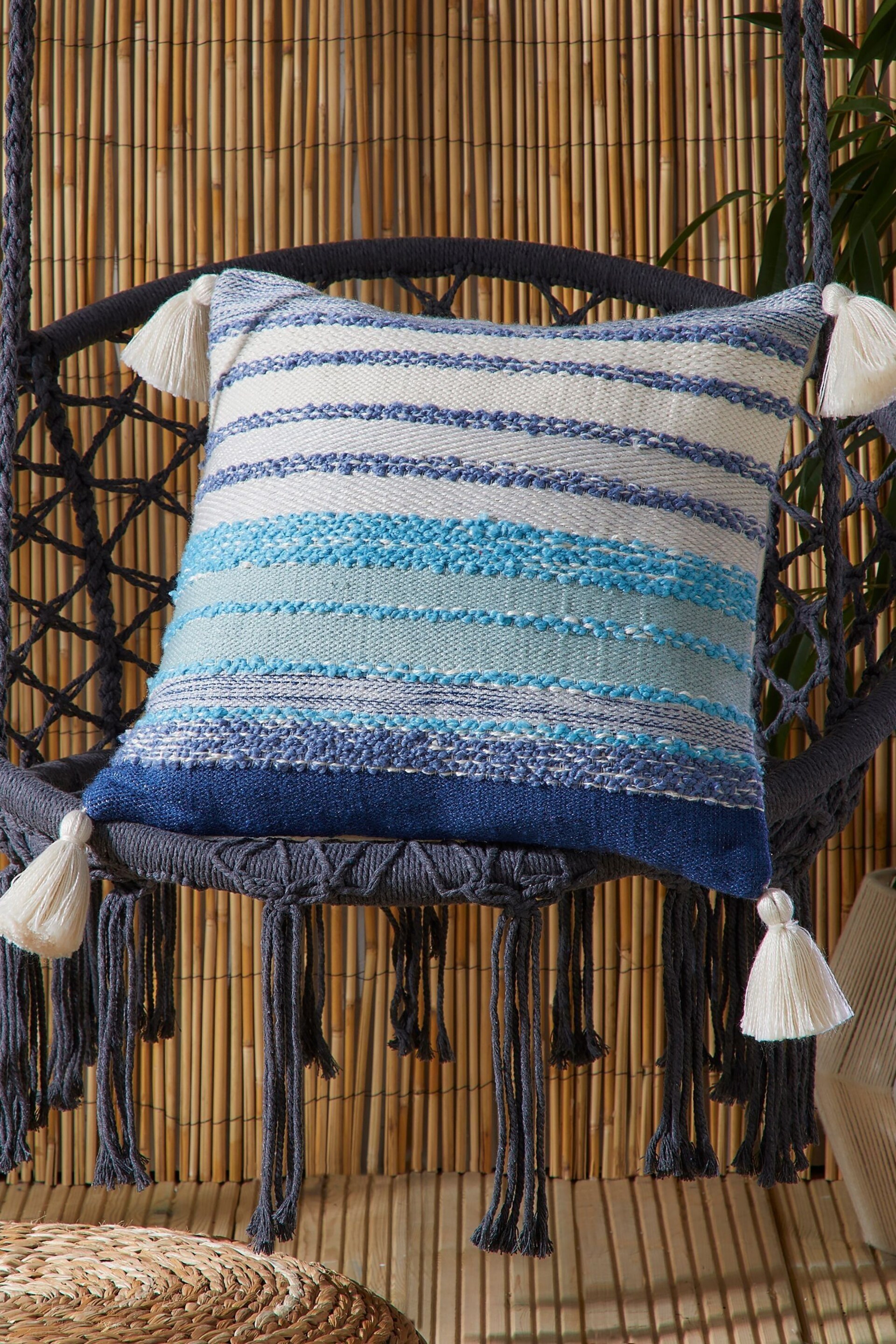 Drift Home Blue Alda Outdoor Textured Filled Cushion - Image 1 of 5