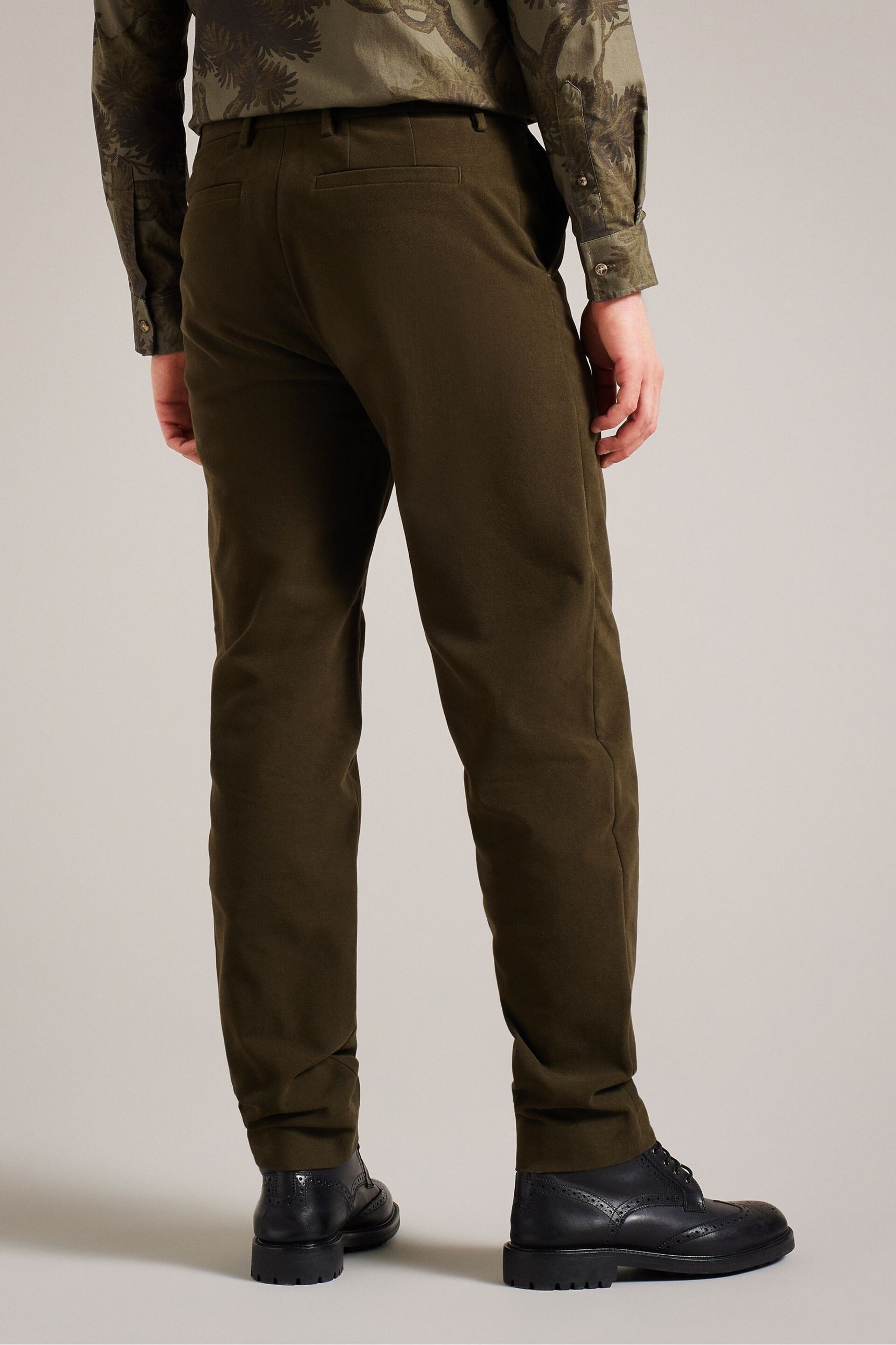 Ted Baker Green Rufust Slim Fit Stretch Moleskin Trousers - Image 2 of 5