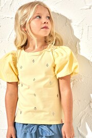 Angel & Rocket Yellow Renata Puff Sleeve T-Shirt - Image 1 of 3
