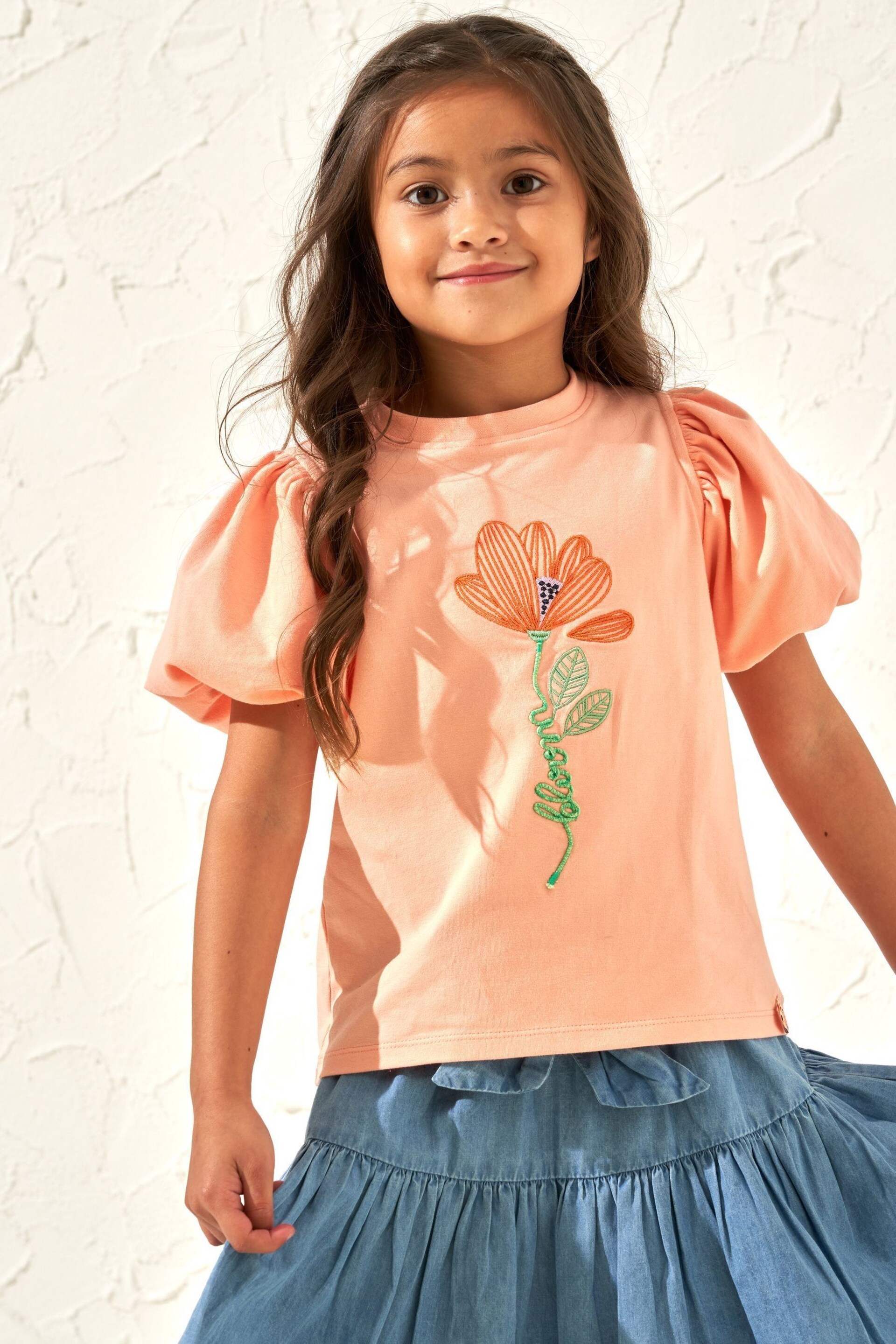 Angel & Rocket Apricot Orange Emmie Puff Sleeve T-Shirt - Image 1 of 5