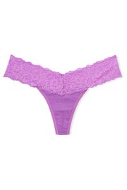 Victoria's Secret Purple Paradise Lace Waist Thong Knickers - Image 3 of 3