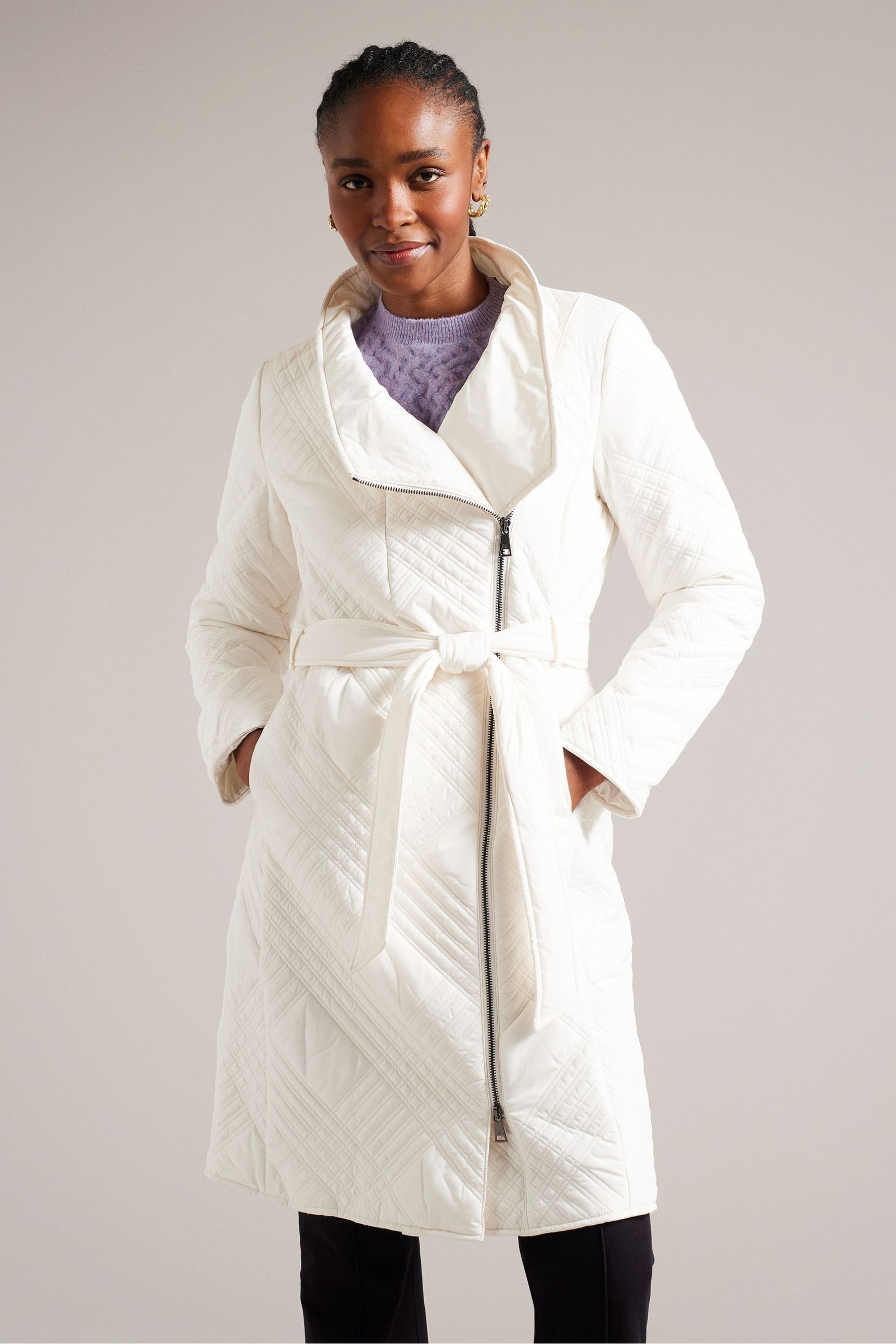 Buy Ted Baker Cream Rosemae Padded Midi Wrap Coat from Next Luxembourg