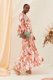 FatFace Pink Peony Painted Leaves Maxi Dress - Image 2 of 8