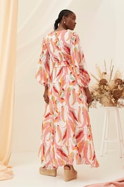 FatFace Pink Peony Painted Leaves Maxi Dress - Image 3 of 8