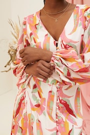 FatFace Pink Peony Painted Leaves Maxi Dress - Image 6 of 8