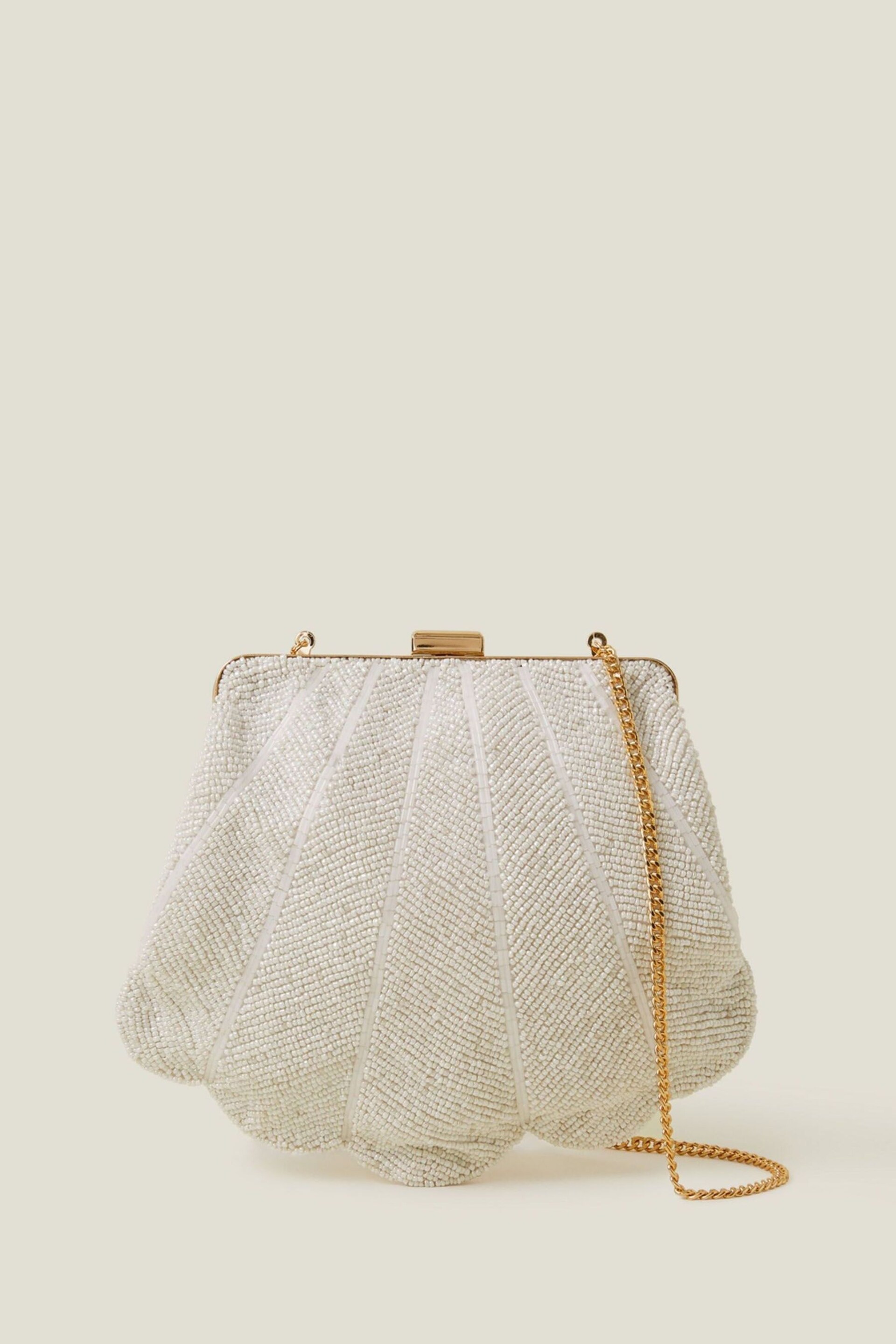 Accessorize Natural Bridal Scallop Clip Frame Bag - Image 2 of 4