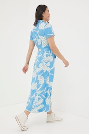 FatFace Blue Aster Textured Leaves Midi Dress - Image 3 of 7