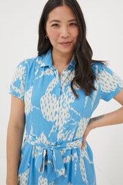 FatFace Blue Aster Textured Leaves Midi Dress - Image 4 of 7