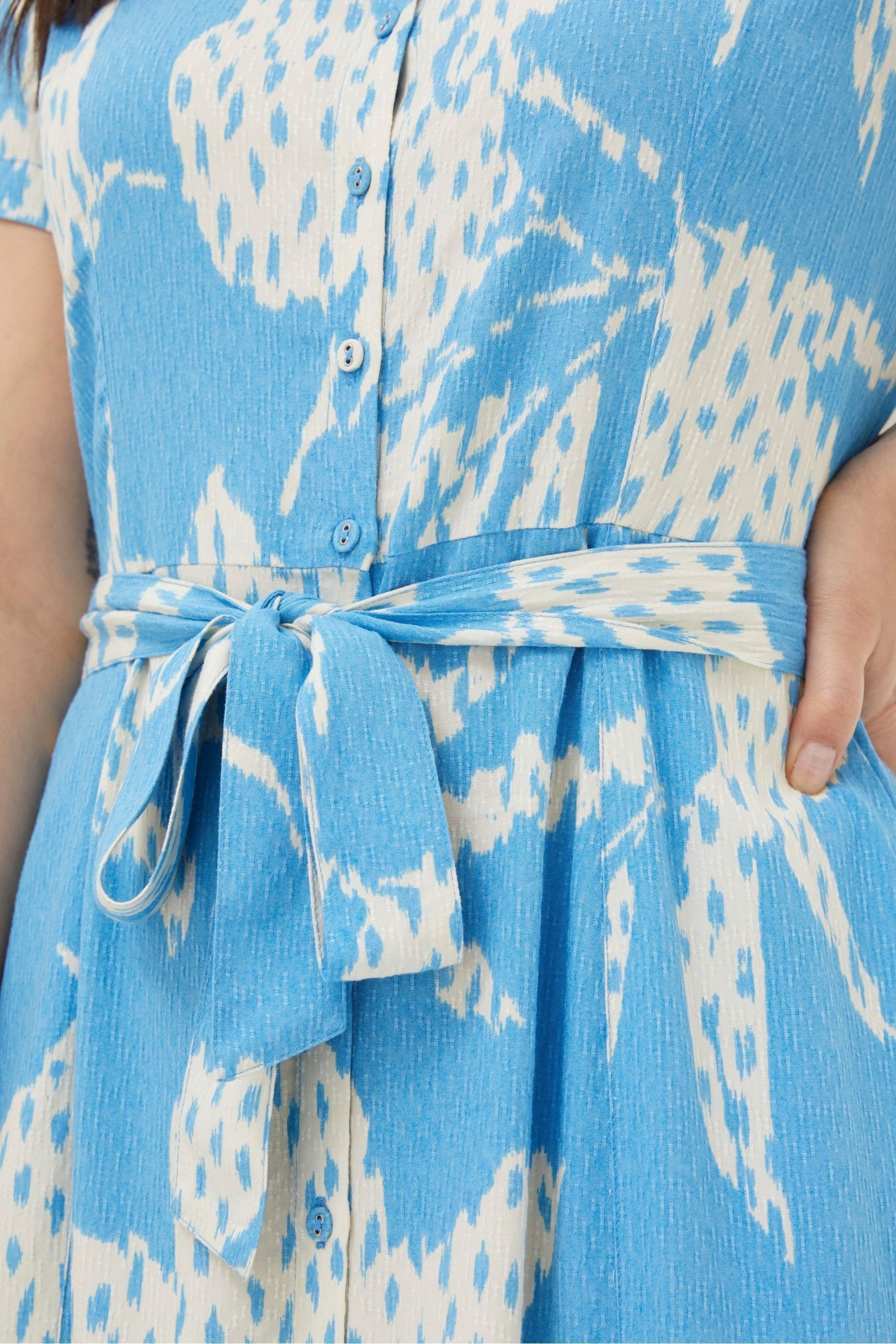 FatFace Blue Aster Textured Leaves Midi Dress - Image 6 of 7