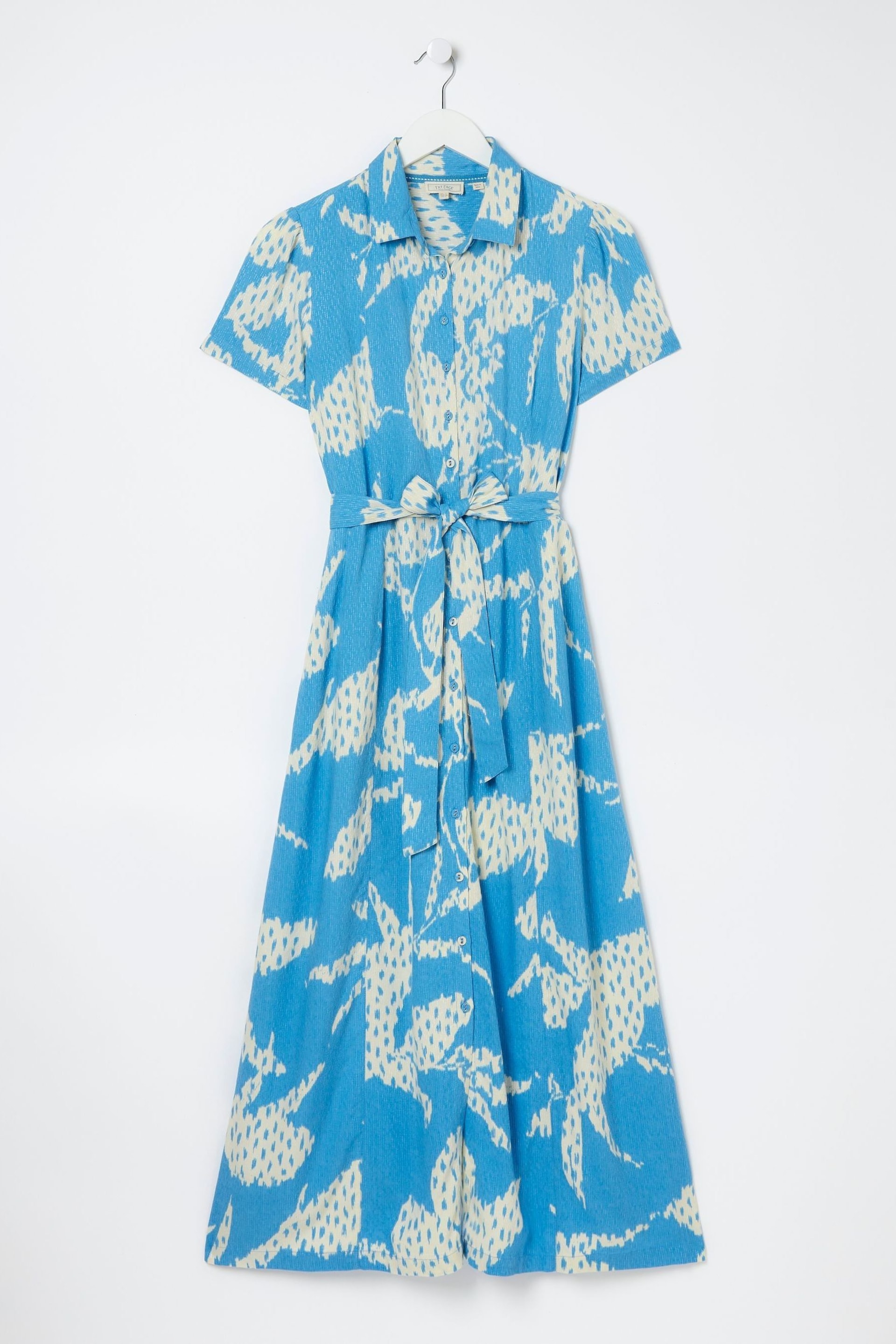 FatFace Blue Aster Textured Leaves Midi Dress - Image 7 of 7