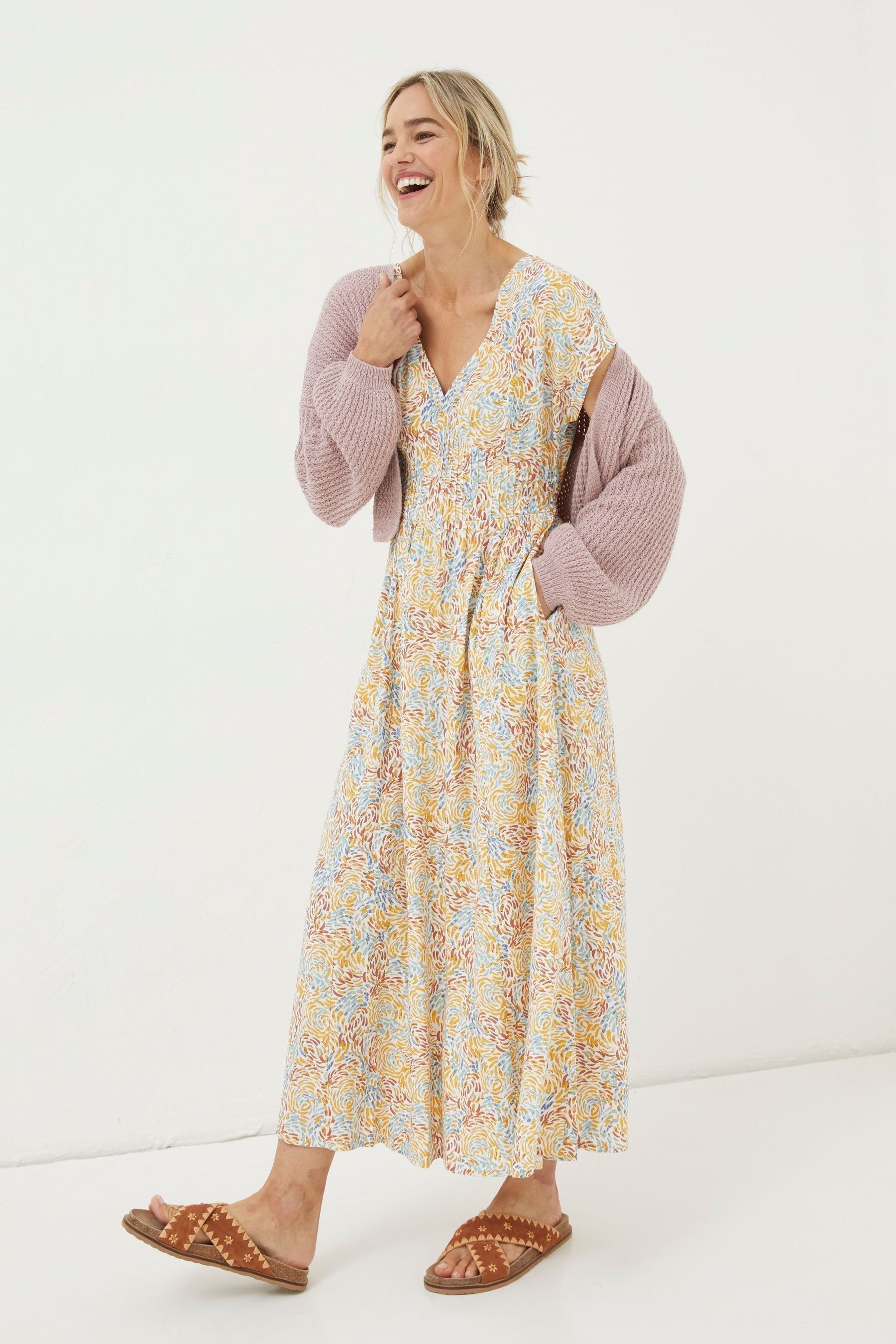 Buy FatFace Natural Linen Blend Midi Dress from Next Luxembourg
