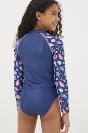 FatFace Blue Shell Long Sleeve Swimsuit - Image 2 of 5