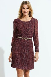 Sosandar Red Swirl Print Shift Dress - Image 5 of 5