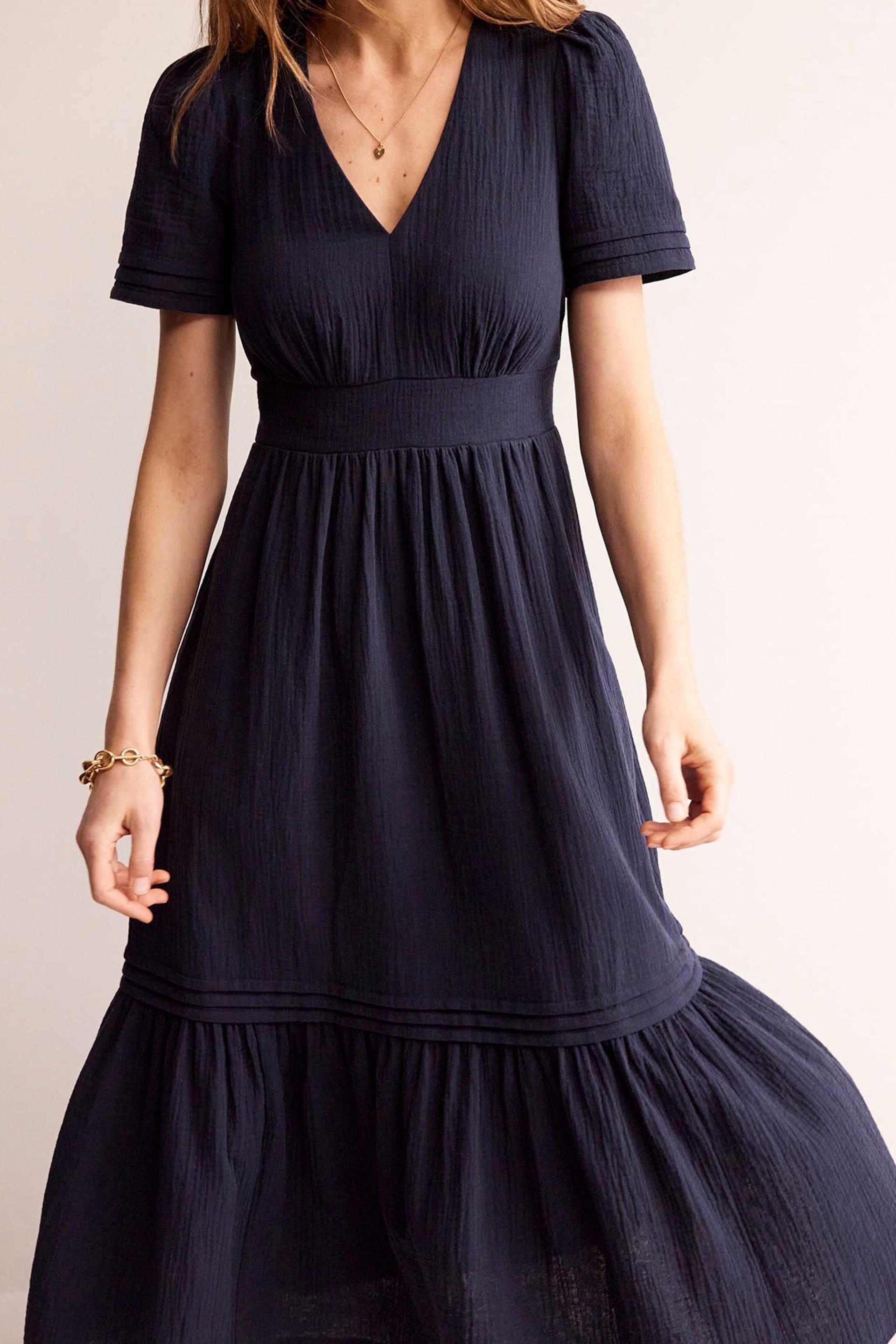 Boden Blue Petite Eve Double Cloth Midi Dress - Image 5 of 6