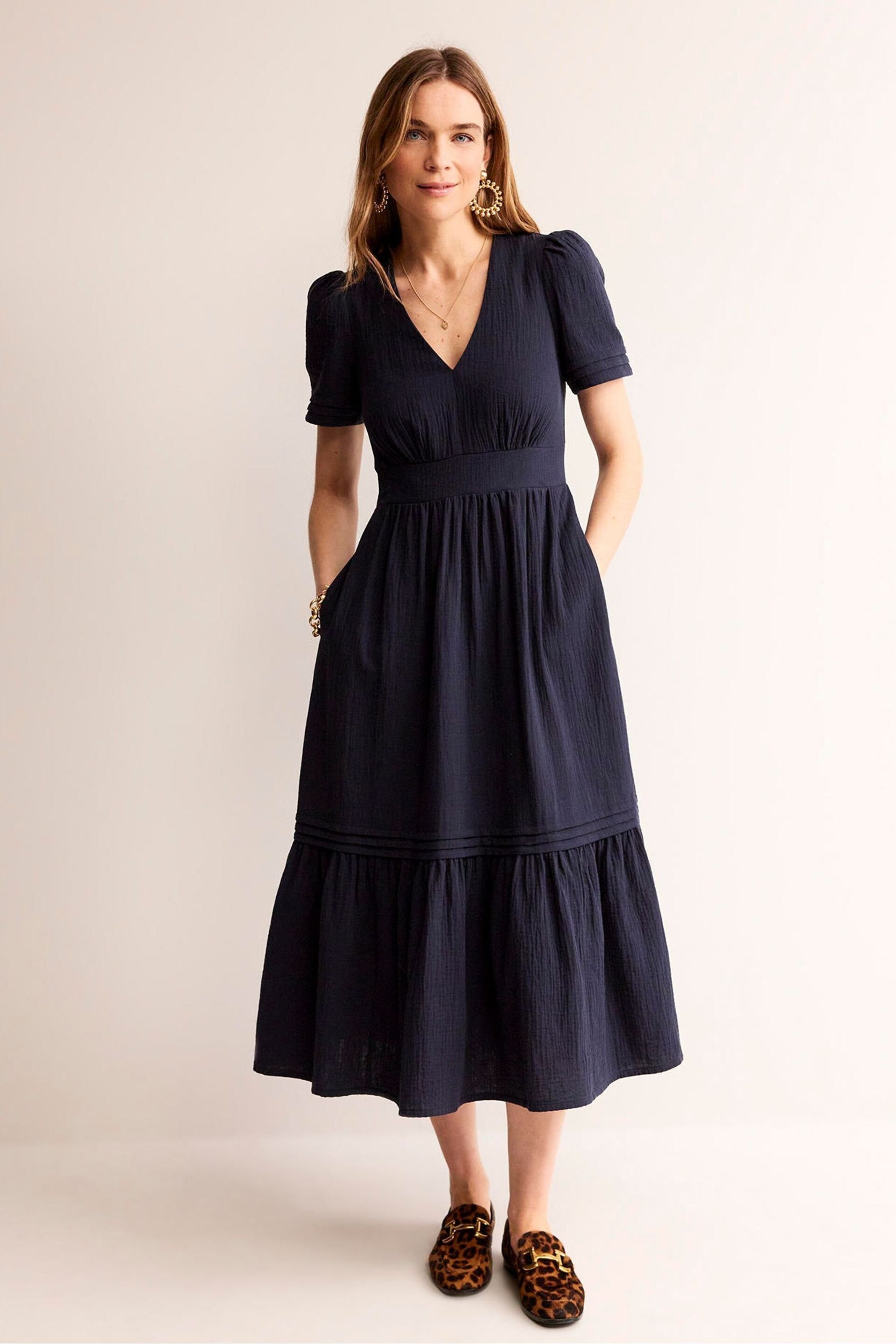 Boden Blue Eve Double Cloth Midi Dress - Image 1 of 7