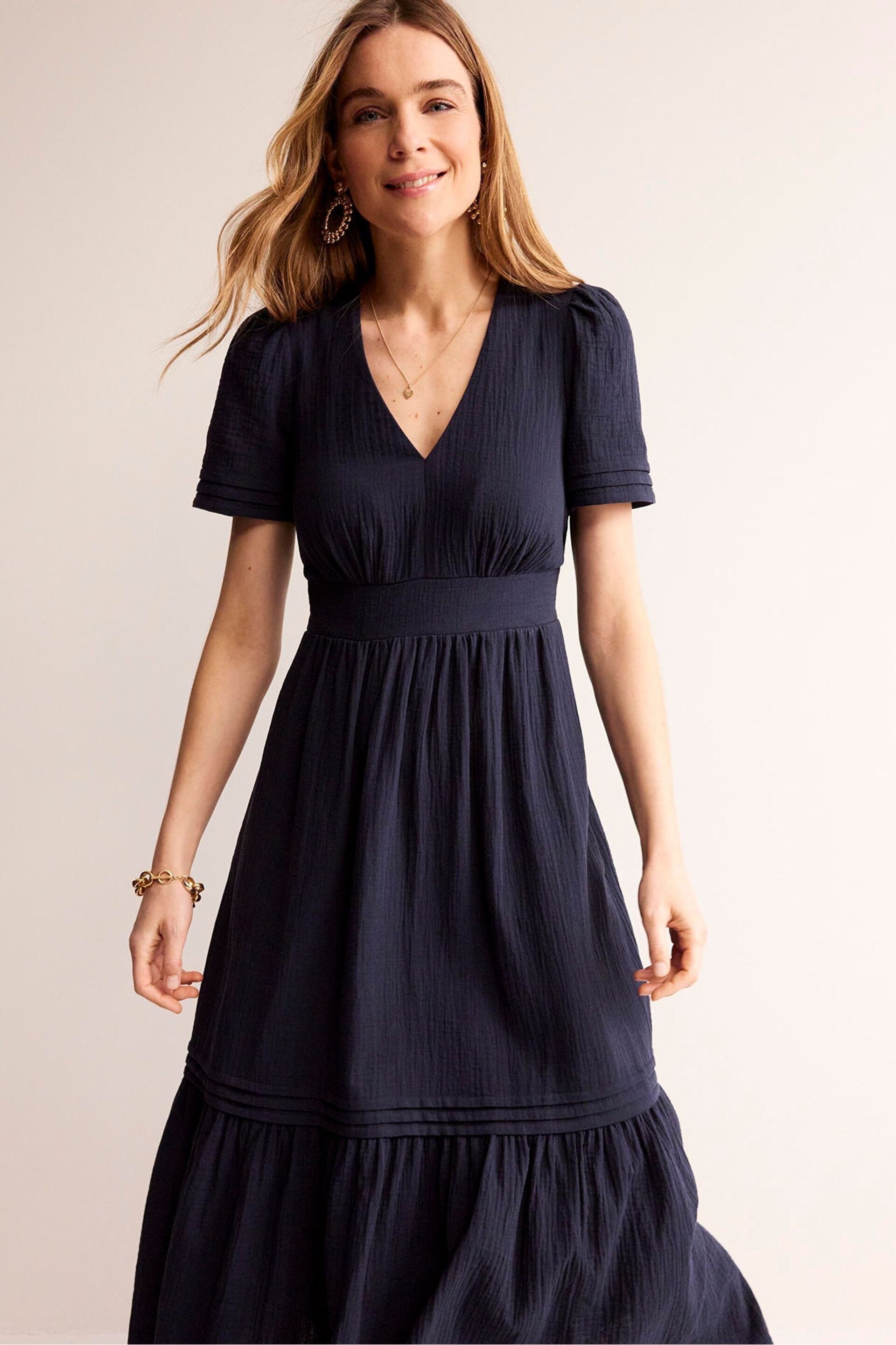 Boden Blue Eve Double Cloth Midi Dress - Image 4 of 7