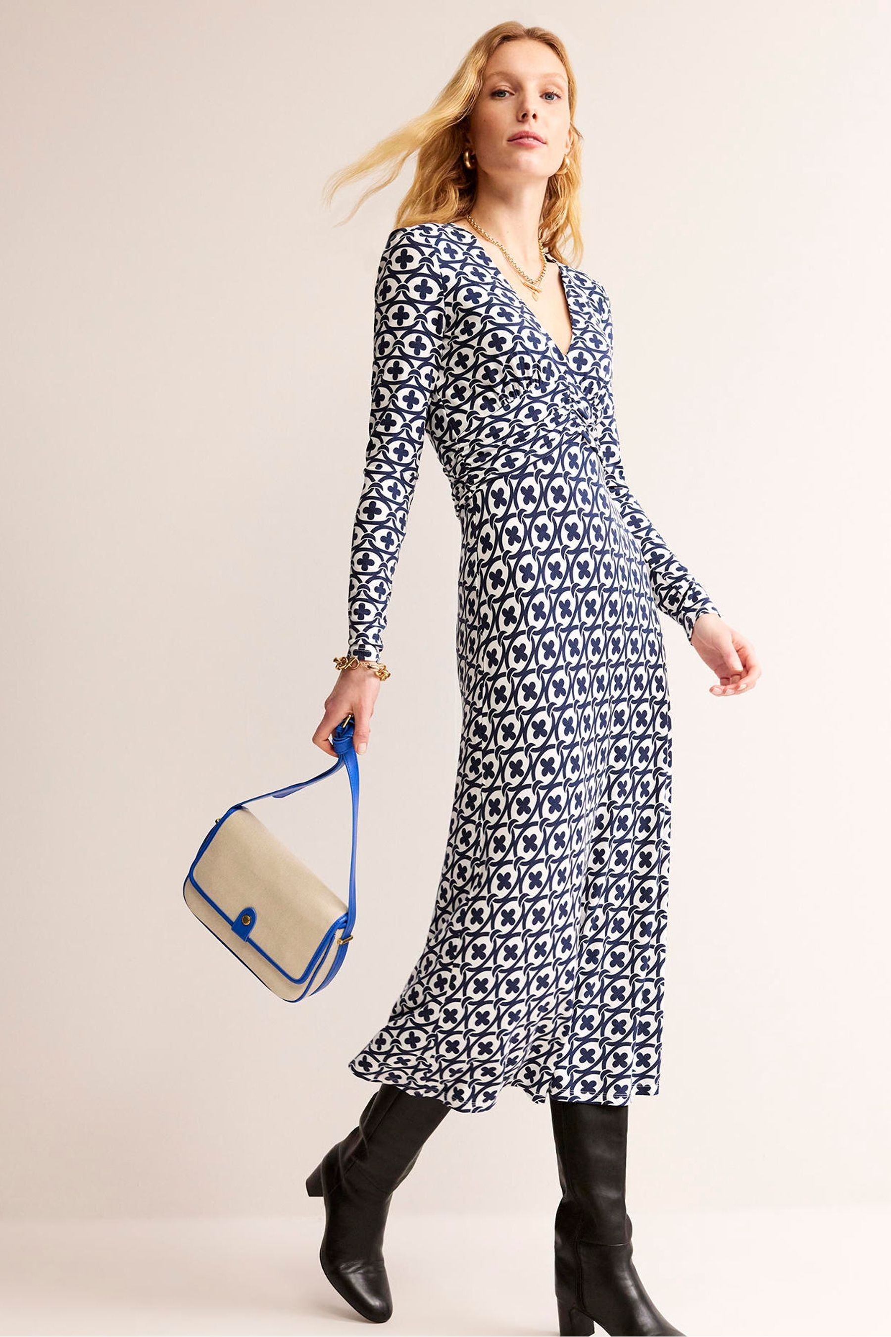 Buy Boden Blue Elodie Empire Midi Dress from Next Luxembourg
