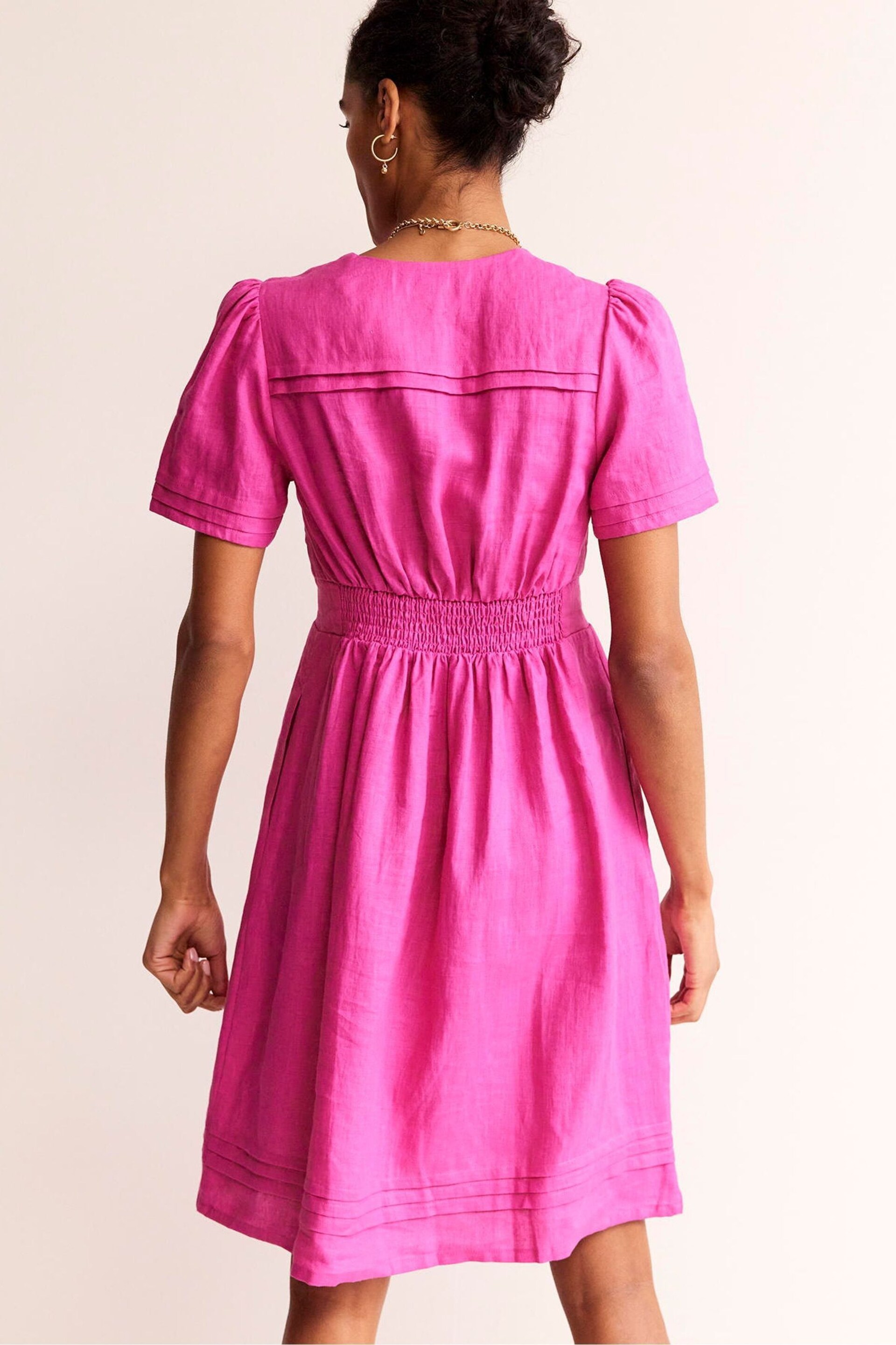 Boden Pink Petite Eve Linen Short Dress - Image 2 of 4