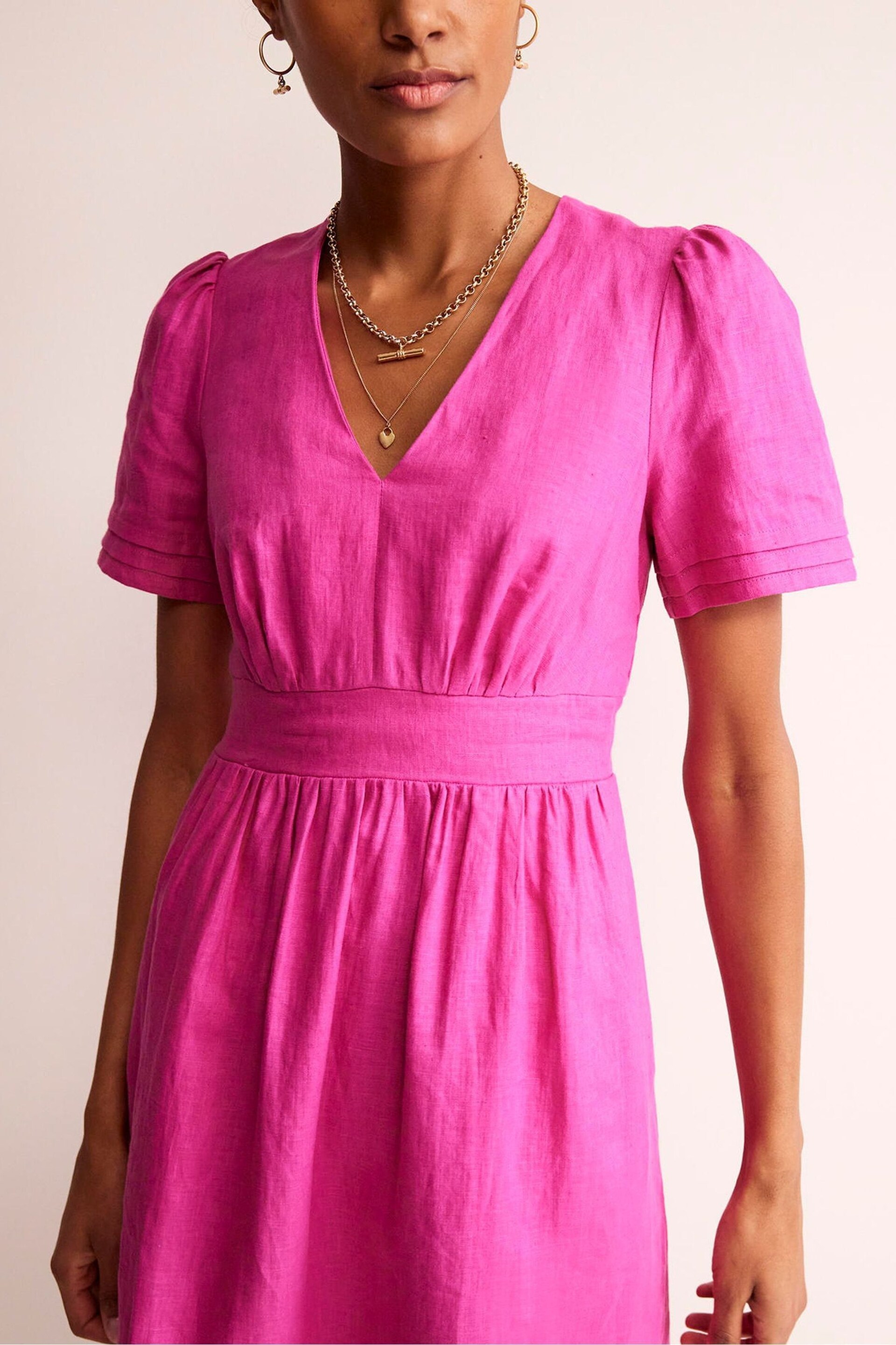 Boden Pink Petite Eve Linen Short Dress - Image 3 of 4