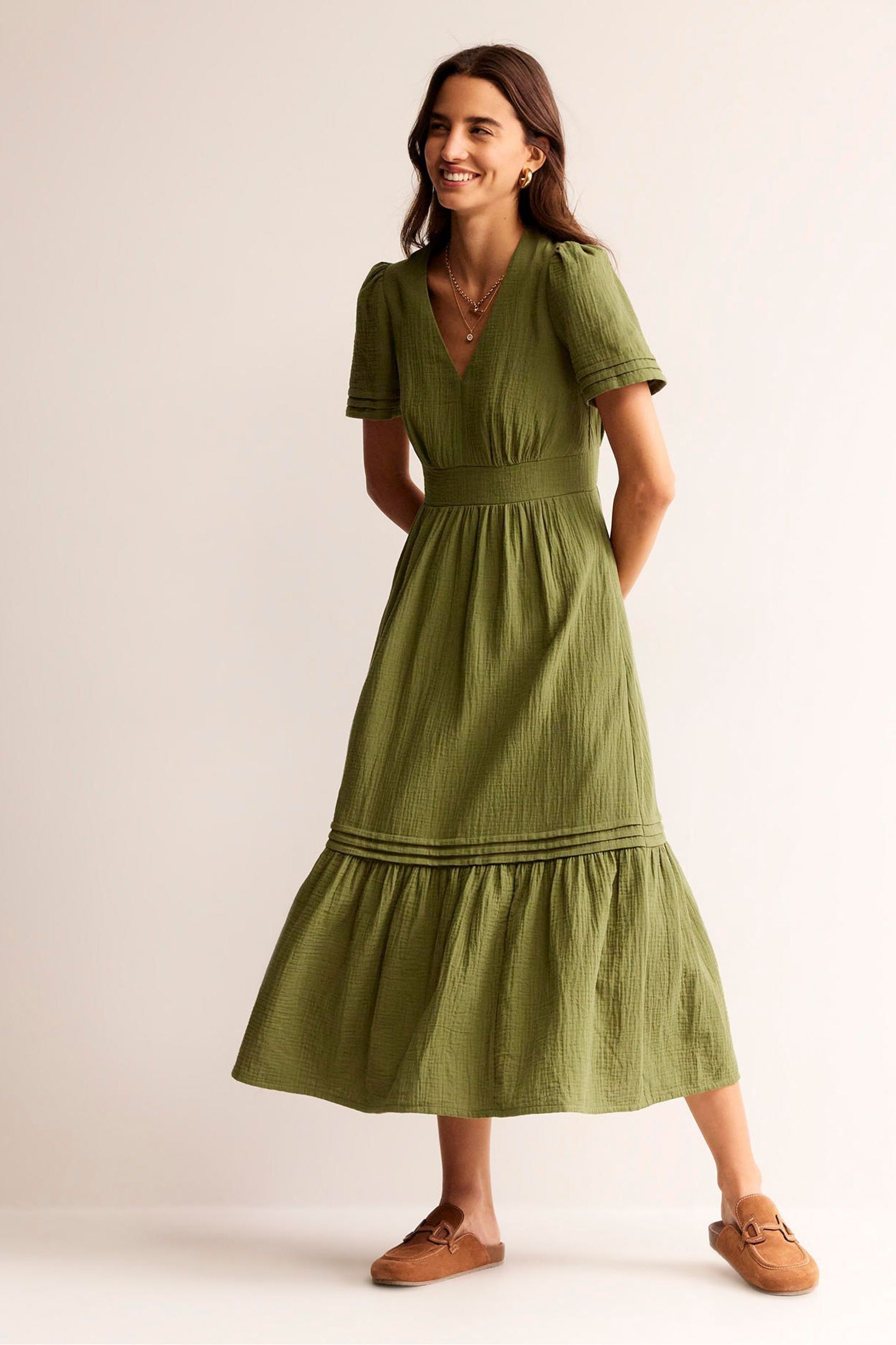 Buy Boden Green 100 Cotton Petite Eve Double Cloth Midi Dress from Next Luxembourg