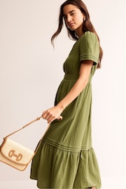 Boden Green 100% Cotton Eve Double Cloth Midi Dress - Image 4 of 5