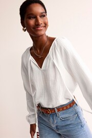Boden White Serena Doublecloth Blouse - Image 3 of 5